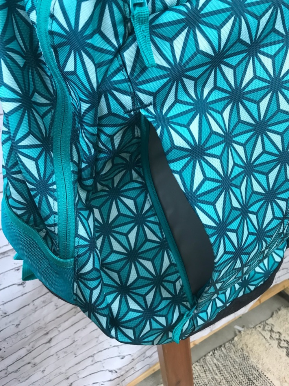Land’s end | Turquoise Geometric Pattern Backpack - Picture 6 of 8
